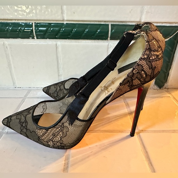 Christian Louboutin Jeanbi Black Lace Pump Heels size 11 or 41 - Picture 7 of 12